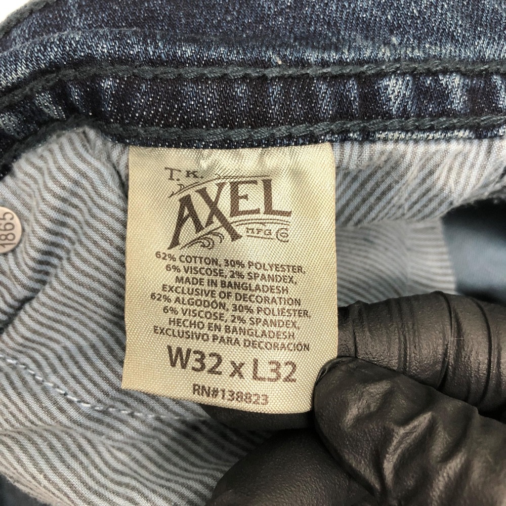 TK Axel Slim Boot Jeans Mens 32x32 Blue Dark Wash Stretch Denim Bootcut Casual - Picture 6 of 12